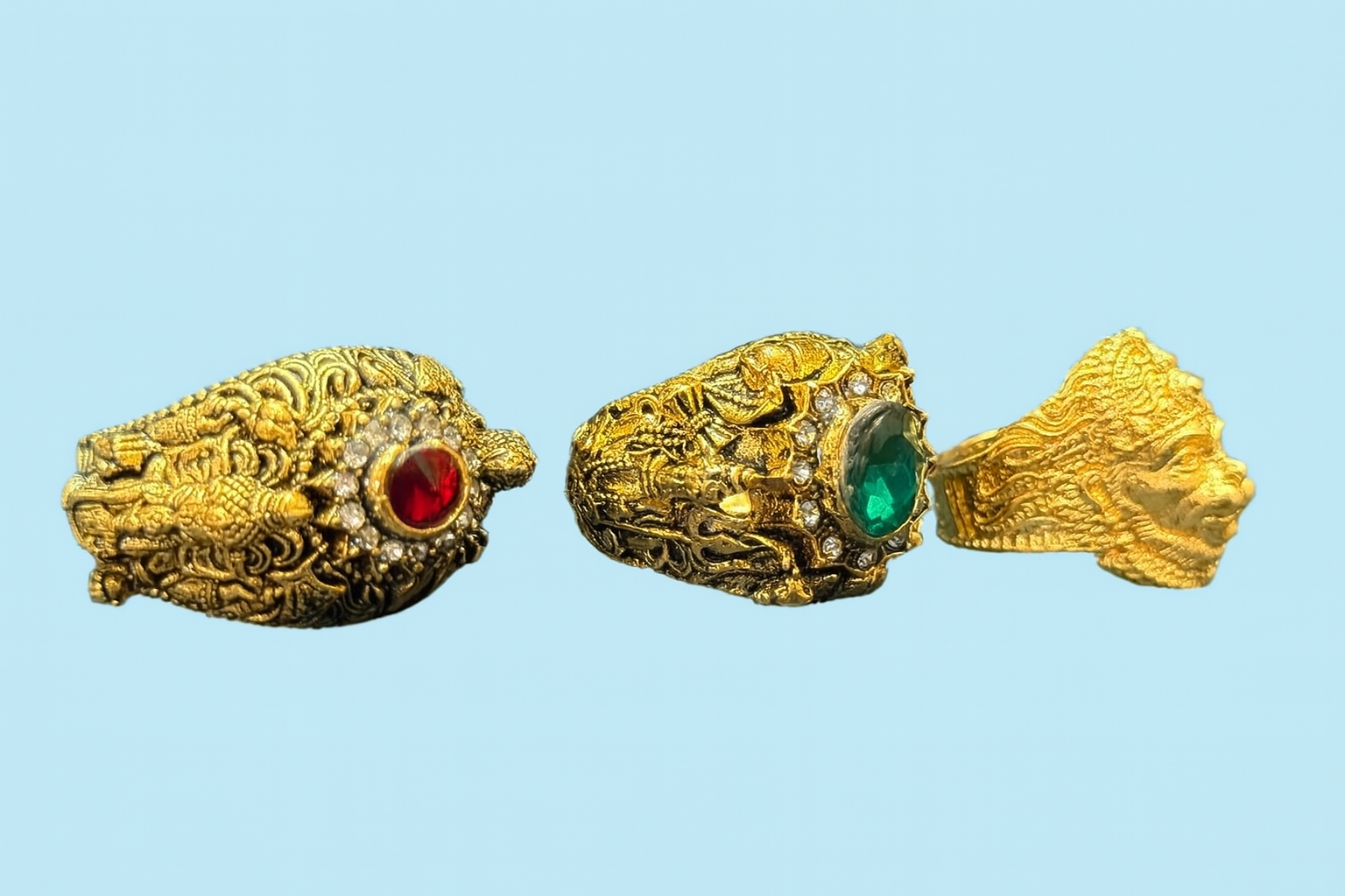 Religious Rings Combo – Shivji, Ganeshji & Hanumanji | Pack of 3 | Alloy Antique Gold Finish