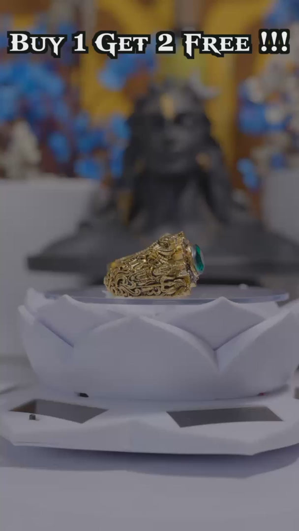 Religious Rings Combo – Shivji, Ganeshji & Hanumanji | Pack of 3 | Alloy Antique Gold Finish